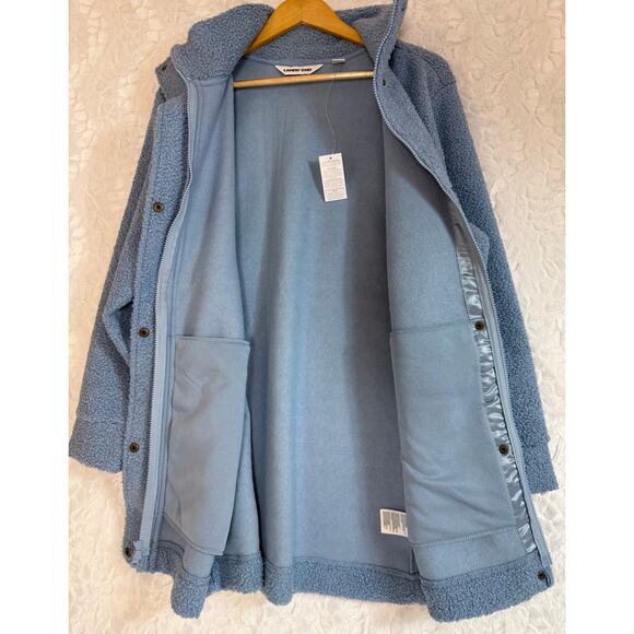 NWT Lands’ End Boucle Fleece Coat Pale Slate Blue Fuzzy Warm Fall Jacket Size 1X - Picture 5 of 13